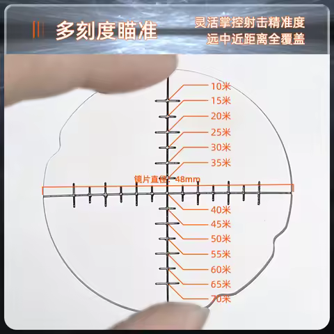 Specialized magnifying lens for compound bow archers' sights, various crosshair reticle aiming lense