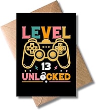 WBdesignz Gaming Birthday Card with Envelope - 13th Birthday Gift Card Happy Birthday - 13th Birthda