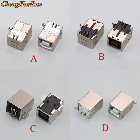 1pcs USB 2.0 Connector Socket Jack Female Type B 90/180 Degree Connector Soldering PCB Connector D P