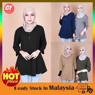 Women Irdina Ready Stock Malaysia 3/4 Sleeve Button Blouse Muslimah Baju Wanita [B10325]