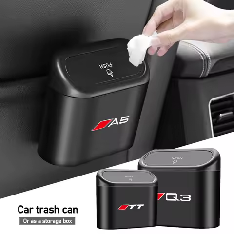 Car Trash Can Garbage Bin Storage Box Interior For Audi S Line A1 A3 A4 A5 A6 A7 A8 Q1 Q2 Q3 Q4 Q5 Q