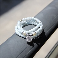 hot sale 108 Pieces Mala Bracelet Natural Aquamarines Quartz Bracelets Blue Round Stone Beads Bangle