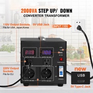VEVOR Voltage Converter Transformer 500VA-5000VA Heavy Duty Step Up/Down Transformer with US&EU Outl