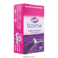 แผ่นอบผ้า Clorox Scentiva Fabric Softening Dryer Sheets | Fabric Sheets in Tuscan Lavender & Jasmine