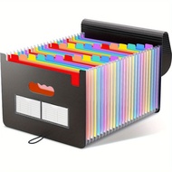 1pc 25 Pockets File Folder Organizer, Expandable Plastic Filing Box, Paper/Document/Receipt Organize