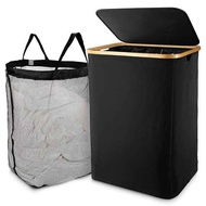 Laundry Basket with Lid Black Laundry Basket with Removable Laundry Bag - Laundry Sorter for Bathroo