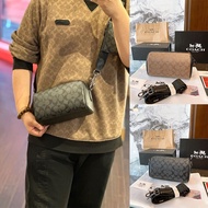 Coach_Super Fashion Unisex Retro Leather Crossbody Bag Pillow Messenger Bag