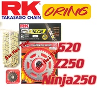 [520 RK ORING] Z250 NINJA250 Kawasaki Sprocket Sets With RK 520 Oring Chain Japan