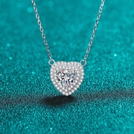 925 Sterling Silver Necklace Female Love Moissanite Clavicle Necklace pt950 Gold Plated Small Jewelr