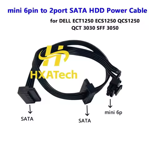 HXATech - mini 6pin to Dual SATA Hard Drive Power Cable for Dell ECT1250 ECS1250 QCS1250 QCT 3030 SF