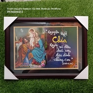 Tranh treo tường công giáo laminate in lời Chúa và Gia đình Thánh Gia 40x30(cm) quà tặng công giáo