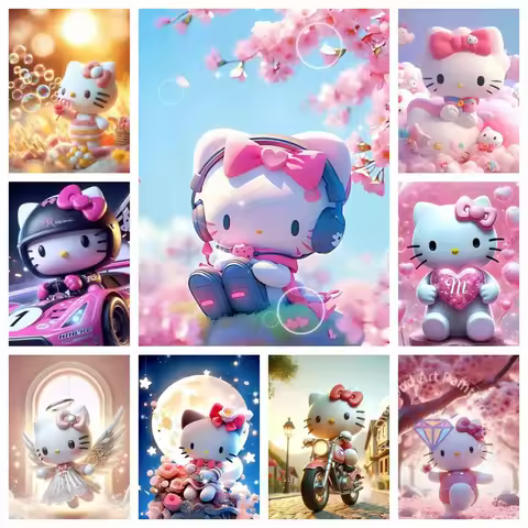 Hello Kitty Sanrio 5D DIY Diamond Painting Kit Diamond Embroidery Cross Stitch Handmade Art Gift Cra