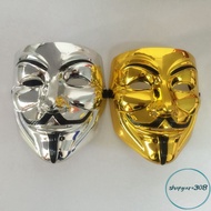 [Glossy SILVER] Hacker mask metallic gold silver white - unique and personality clown mask version.