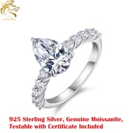 XICLONG 3ct Real Moissanite Diamond Ring 100% S925 Silver 4 Claws Cluster Thick Gold Plated Engageme