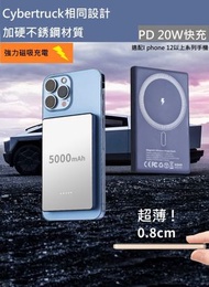 極薄8mm 5000mAh 磁吸便携充電 PD20W 尿袋 充電寶 (Navy)