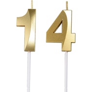 Gold 14th & 41 Birthday Candles,Gold Number 14 Cake Topper for Birthday Decorations Party Decoration