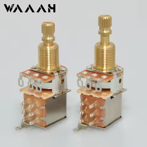 1pcs Guitar Push/Push Potentiometer A250K/B250K/A500K/B500K Brass Short Long Split Shaft New Version