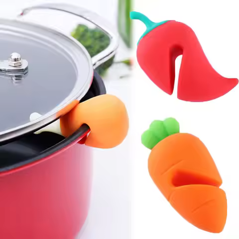 Raise The Lid Anti-Overflow Device for Boiling Soup Carrot Pepper Chicken Leg Shape Silicone Tools H
