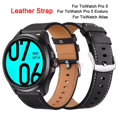 Leather Replacement Band For Ticwatch Pro 5 Enduro Strap Wristband Bracelet For TicWatch Atlas Watch