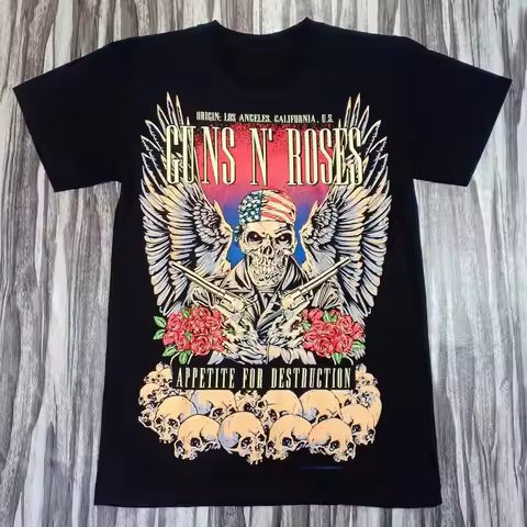 2025 Guns N 'Roses Rockers Guns N' Roses European and American Male and Female Gangsters T-shirt Sho