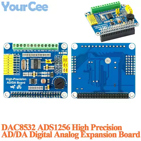 High Precision AD/DA Digital Analog Board Module DAC8532 ADS1256 for Raspberry Pi Expansion Developm