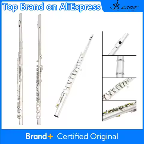 SLADE 16 Closed Holes Flute C Key Silver Flute with E key Professional Wind Instruments Transverse F
