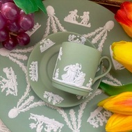 1950年 Wedgwood Jasper 英國製綠色浮雕咖啡杯 古董杯 庫存品