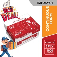 Paperline Continuous Form 3ply 1/2 computer paper factur letter road k3 prs for 2 9.5x11"/2