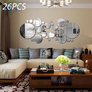 26Pcs Acrylic Mirror Wall Sticker Round Mirror Decal Self-Adhesive Wall Sticker Decal DIY Removable Mural Decoration SHOPTKC3874