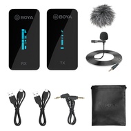 BOYA BY-XM6 S1 S2 2.4GHz ระบบไมโครโฟนไร้สาย AFH สัญญาณ3.5มม.TRS แจ็คไมโครโฟนพร้อมจอแสดงผล OLED สำหรั