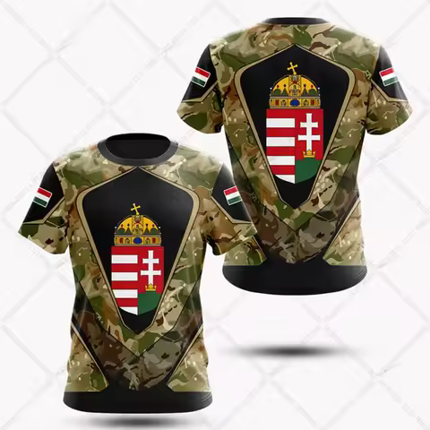 Custom Name Hungary Camouflage Tees Summer Cool Sportswear Men's Fashion Jersey Loose T-shirts Boy O