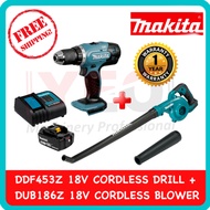 MAKITA DUB186Z 18V CORDLESS BLOWER + DDF453Z 18V CORDLESS DRILL