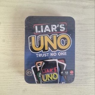 （玩具）鐵盒UNO TRUST NO ONE 紙牌桌上遊戲卡 112張/盒 $100a/盒