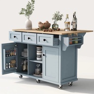 Kitchen Island On Wheels With Drop Leaf, Wood Kitchen Island Cart With Internal Storage Racks, Rolli