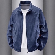Ice Silk Quick-Drying Sunscreen Clothing Men's Thin Stand-Up Collar Jacket Breathable Outdoor 2025 M