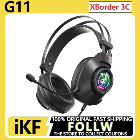 iKF G11 Esports Headphones Wired with Microphone 7.1 Channel RGB Lighting Effect Lightweight Ergonom