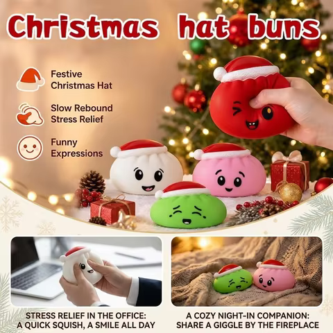 Christmas Colorful Dumpling Squishes Stress Balls Reusable Low Rebound Decompression Toys Dough Ball