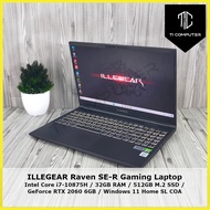 ILLEGEAR Raven SE-R Intel Core i7-10875H 2.3Ghz 32GB RAM 512GB M.2 SSD GeForce RTX 2060 6GB Laptop R