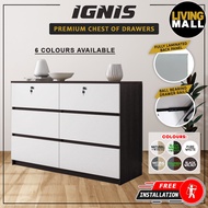 Living Mall Ignis 6/8/10 Drawers Premium Chest of Drawers Full Laminated Back Panel in 6 Colours