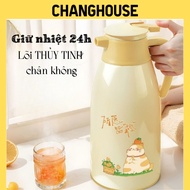 FUN CAT tea thermos, keeps heat 24-36 hours, vacuum glass interior thermal flask bottle