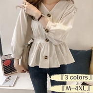 S-4XL~Chiffon shirt women blouse Korean style women blause wanita v neck shirt blouse women long sleeve blouse baju muslimah labuh baju blouse wanita