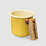 Truvii 檜木把手雙色琺瑯杯 露營杯 - 奶油黃
