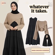 Whatever It Takes Oneset 3in (Inner Dress, Sweater, Pashmina) Women's Outfit -GNK086