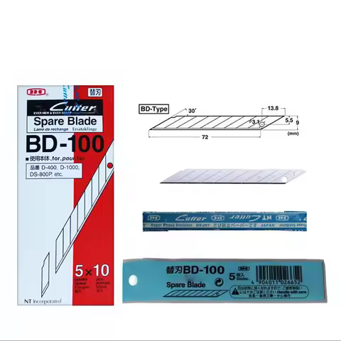 New NT Cutter Spare Replacement Blade BD-100 small art blade 9mm 30 degrees 50blades/Pack for D-400 