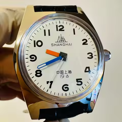 Shanghai 7120 Hand-Wind Mechanical Watch Men 36mm Retro Business Timepiece Classic Simple Look