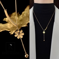 (Titan) N22 Dây Chuyền Vòng Cổ Dài Hoa Cúc Vàng Gold Đẹp