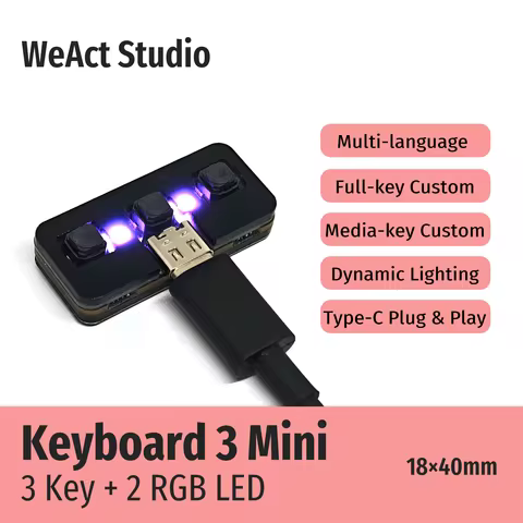WeAct RGB 3 Keys Macro Programming Mini Keyboard for Gaming Hotswap Programming Keypad Copy Paste Mi