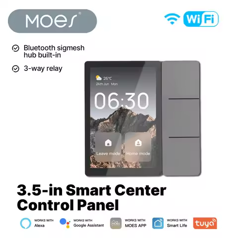 Smart Home Automation 3.5" Tuya WiFi Smart Home Touch Control Screen, 3 Channel Relay Switch Built-i