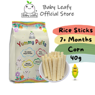 Baby Leafy Yummy Puffs Corn Rice Stick 40g 7m+ (No Sugar - Healthy Snack for Baby/ Toddler/ Child)