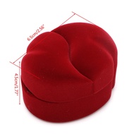 CH Double Wedding Rings Box Velvet Red Heart to Heart Jewelry Display Organizer